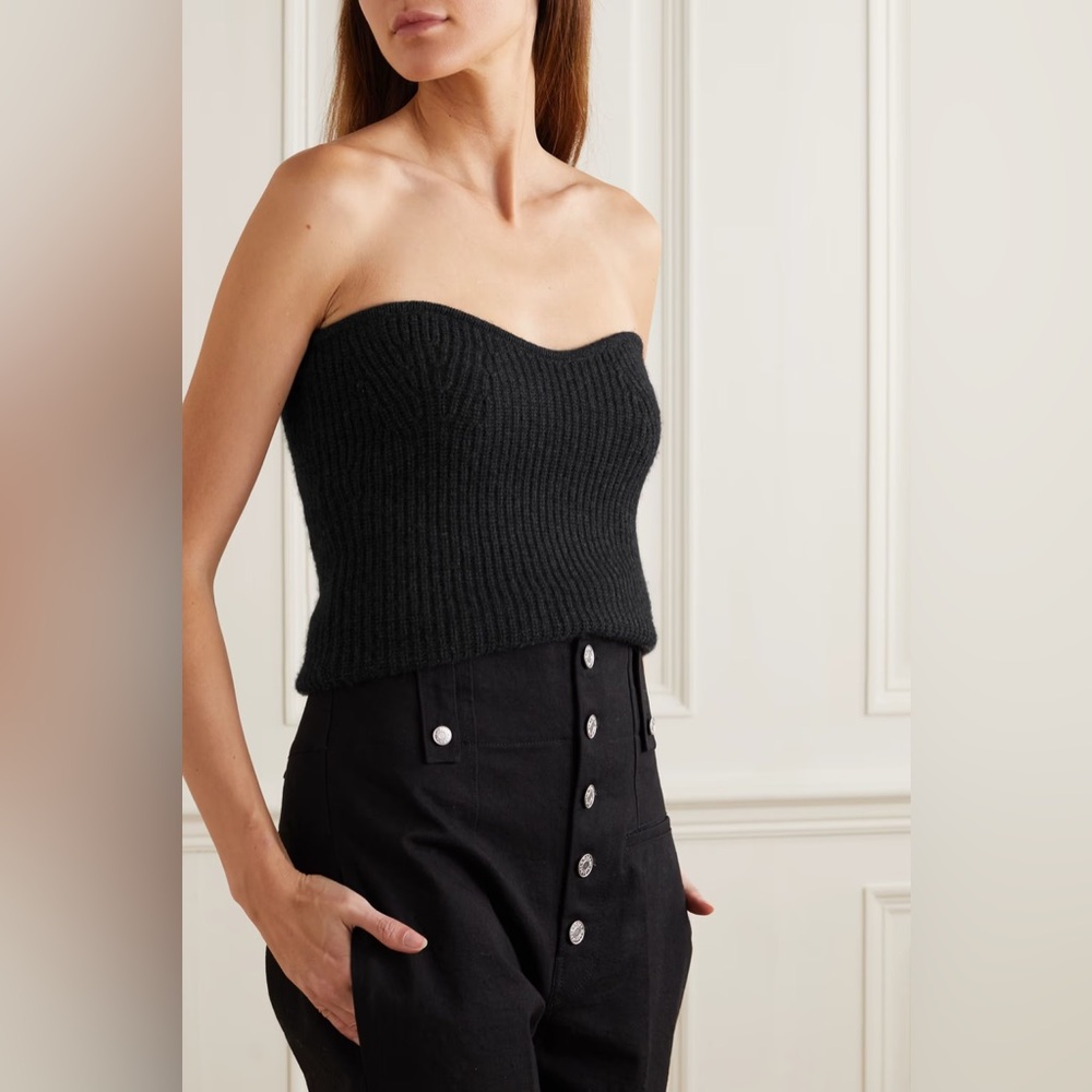 Isabel Marant Blaze Strapless Ribbed Wool and Cashmere-Blend Top